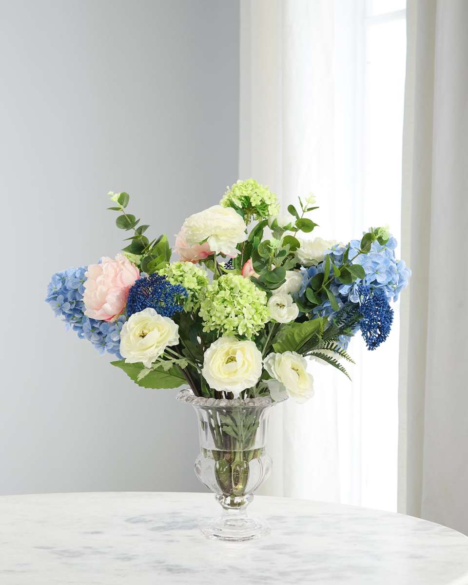 Whimsical Delight 22" Faux Floral Arrangement in Glass Vase